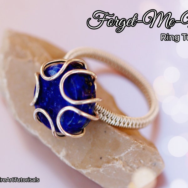TUTORIAL Forget Me Not Ring PDF pattern, wire wrapped woven jewelry, wire braiding pattern, DIY jewellery making, hobby craft