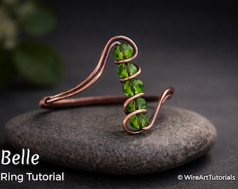 TUTORIAL Belle Ring PDF tutorial ,wire wrapped woven jewelry, bead setting, DIY jewellery making, step by step pattern, beading pattern