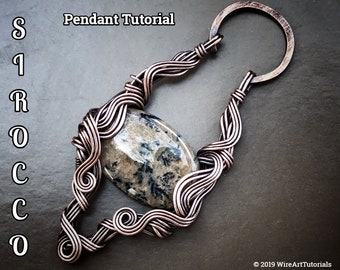 Wire wrap tutorial,wire wrapping pattern by WireArtTutorials Sirocco pendant,DIY jewelry,jewelry making,wire weaving,wire art tutorials