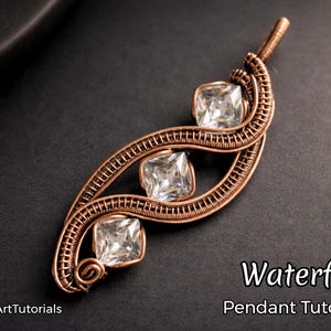 Zelfstudie draadwikkel, draadwikkelpatroon WireArtTutorials watervalhanger, doe-het-zelf-sieraden, sieraden maken, draadweven, tutorials draadkunst
