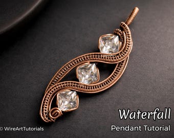 Zelfstudie draadwikkel, draadwikkelpatroon WireArtTutorials watervalhanger, doe-het-zelf-sieraden, sieraden maken, draadweven, tutorials draadkunst