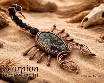 Zelfstudie met draadgewikkelde schorpioenhanger, kralen, cabochonzetting, dierensieraden, knutselles, dierenriemsieraden, doe-het-zelfcadeau