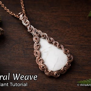 Tutoriel sur enroulement métallique Pendentif tissage floral, collier en cristal Fabrication de bijoux DIY, tissage, tutoriels d'art sur fil métallique, WireArtTutorials, enroulement métallique