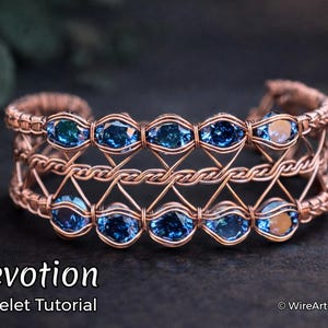 Tutoriel sur enroulement métallique Bracelet de dévotion, fabrication de bijoux bricolage, tissage de fils métalliques, emballage, tressage de fils artistiques, WireArtTutorials, sertissage de pierre de canal
