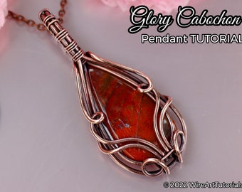 WireArtTutorials Glory cabochon pendant tutorial, wire wrap pattern, DIY jewellery making, weaving, wrapping, wire art tutorials, craft idea