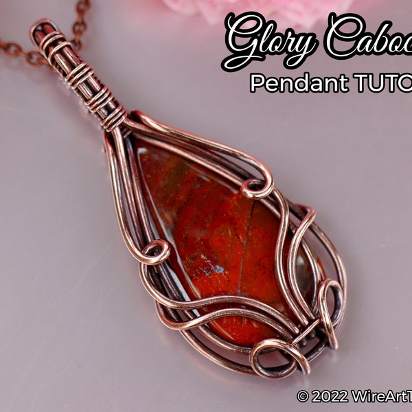 WireArtTutorials Glory cabochon pendant tutorial, wire wrap pattern, DIY jewellery making, weaving, wrapping, wire art tutorials, craft idea