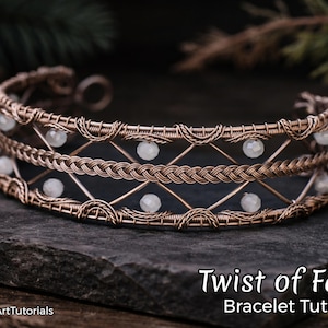 Handledning för trådlindning Twist of Fate-armband, DIY-smyckestillverkning, vävning, linda, flätning av trådkonst, WireArtTutorials, pärlsmycken
