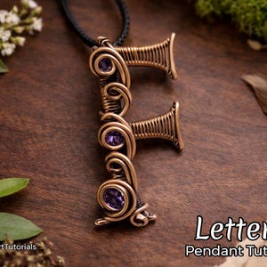 WireArtTutorials Letter F pendant wire wrap tutorial, weaving pattern, DIY jewelry, crystal jewellery making, weaving, wire art tutorials