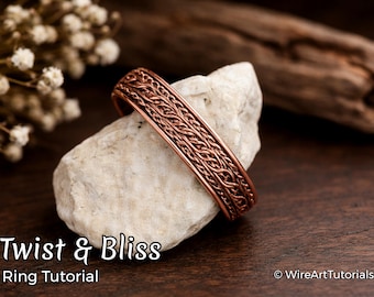TUTORIEL Tutoriel PDF de bagues Twist & Bliss, modèle d'emballage métallique, fabrication de bijoux bricolage, tissage, emballage, tutoriels d'art en fil de fer, idée d'artisanat, perles