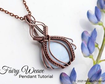 Wire wrap tutorial Fairy pendant, necklace crystal DIY jewelry making, wire weaving, wire art tutorials, WireArtTutorials , wire wrapping