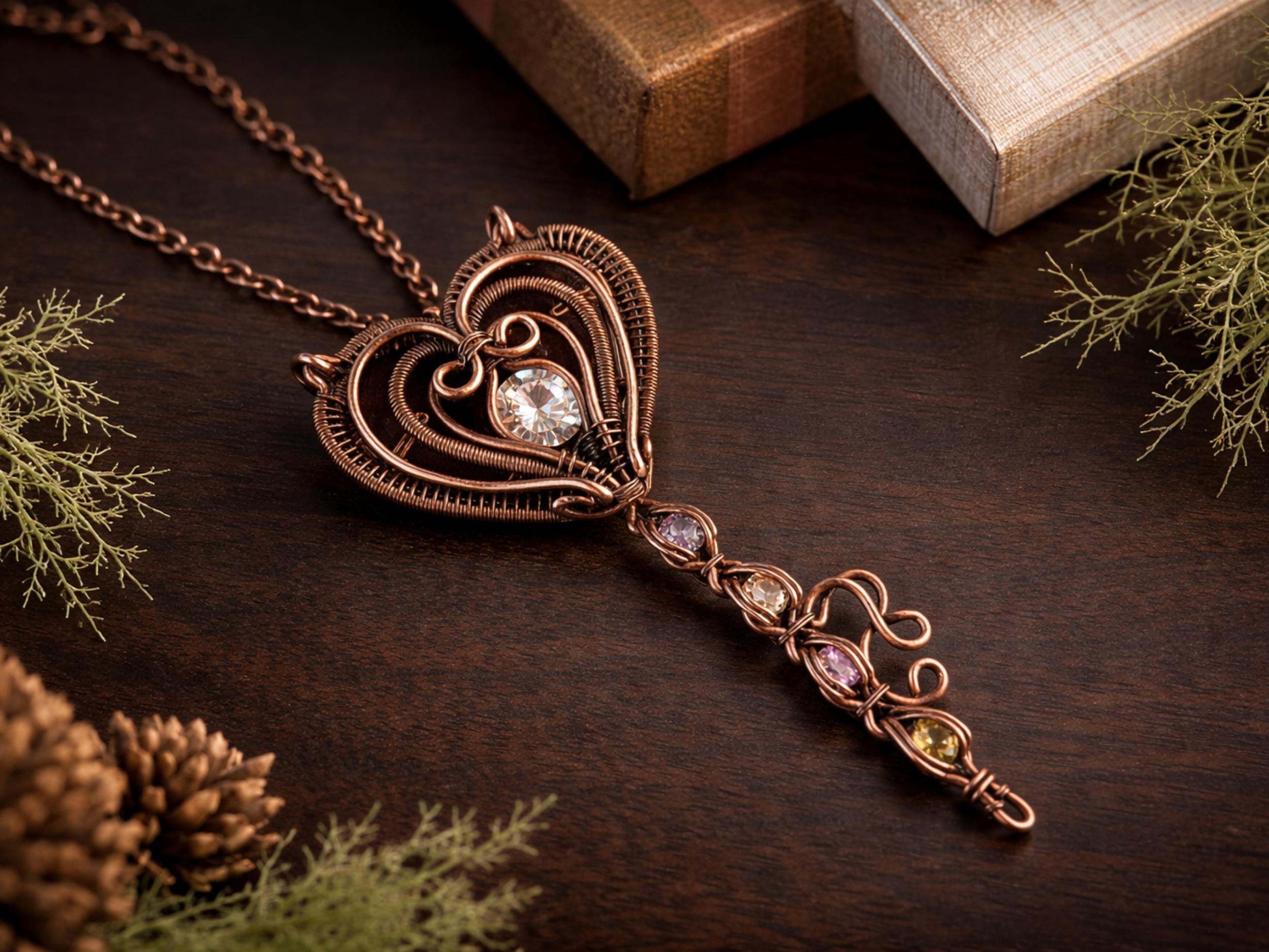 Wire Wrap Tutorial Heart Key Locket Pendant,necklace Crystal DIY
