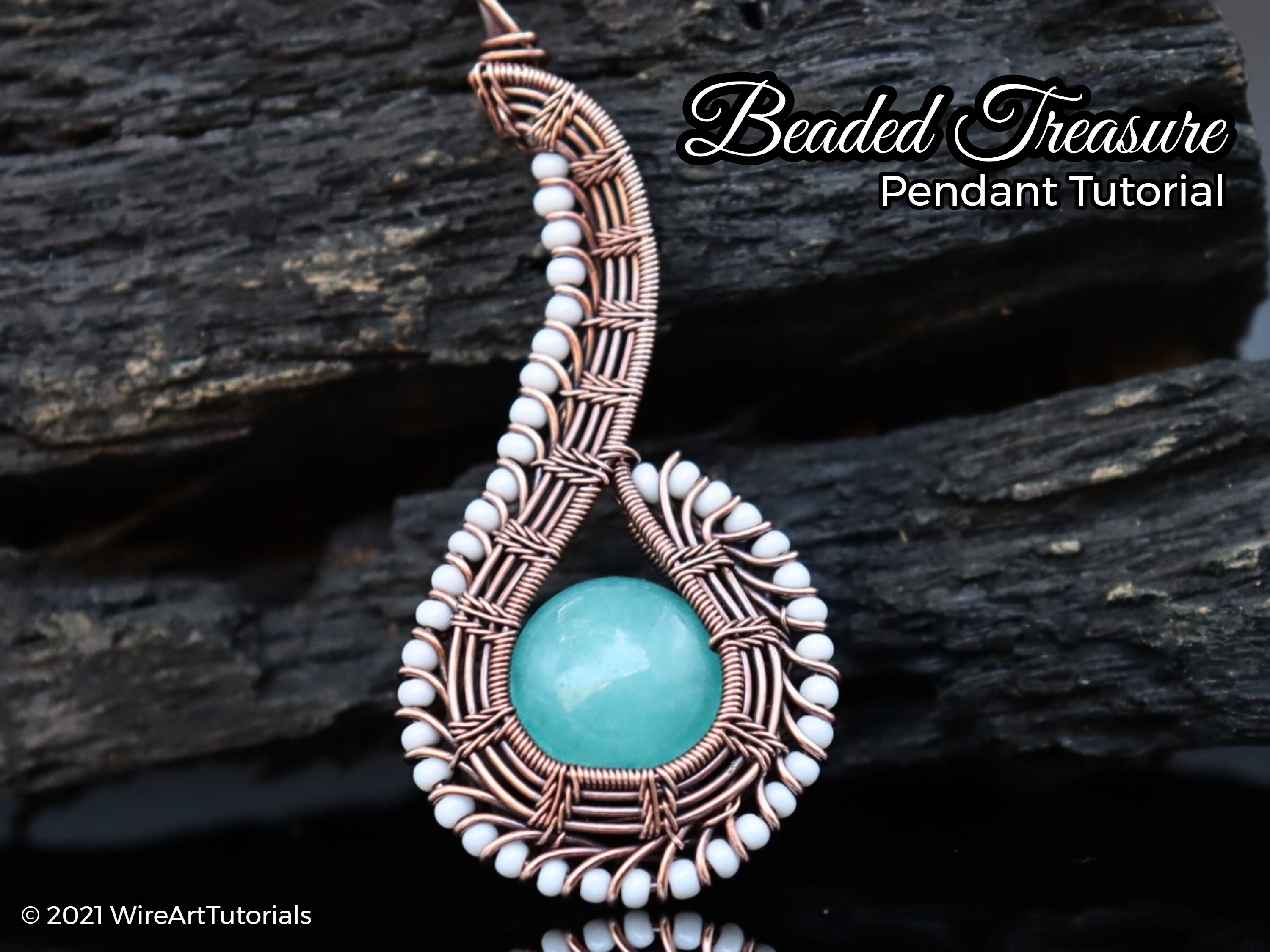 WireArtTutorials Beaded Treasure pendant, wire wrap tutorial,wrapping