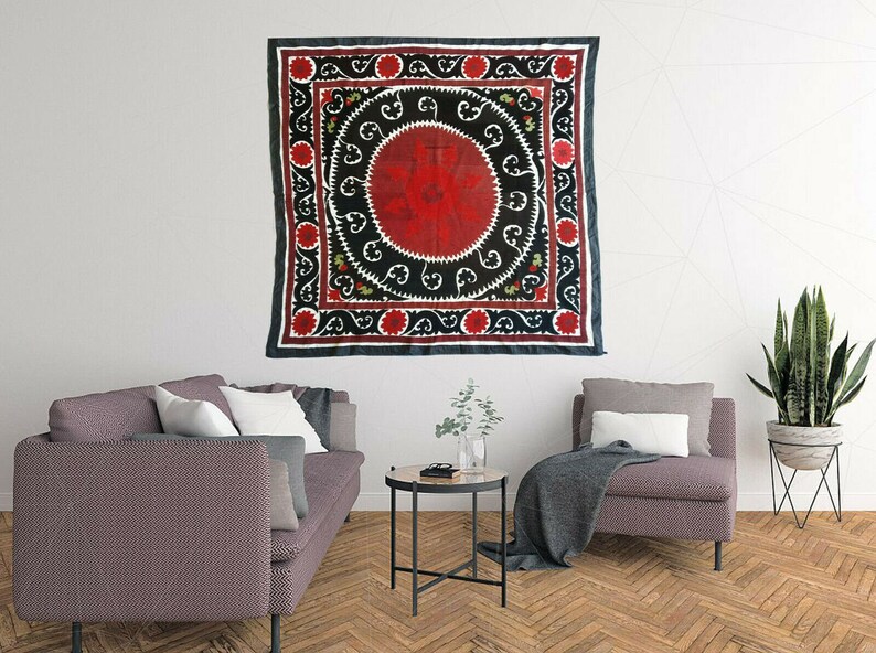 Uzbek Antique Wall Hanging Gift Vintage Hand Embroidery Suzani SALE WAS 349.00