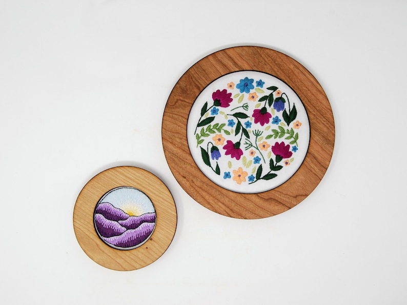 Round Embroidery Frame Real Wood Decorative Display for Finished Cross Stitch or Embroidery Hoop Art, Needlepoint, Crewel image 3