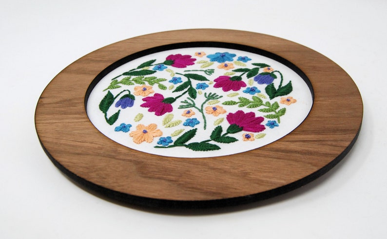 Round Embroidery Frame Real Wood Decorative Display for Finished Cross Stitch or Embroidery Hoop Art, Needlepoint, Crewel image 4