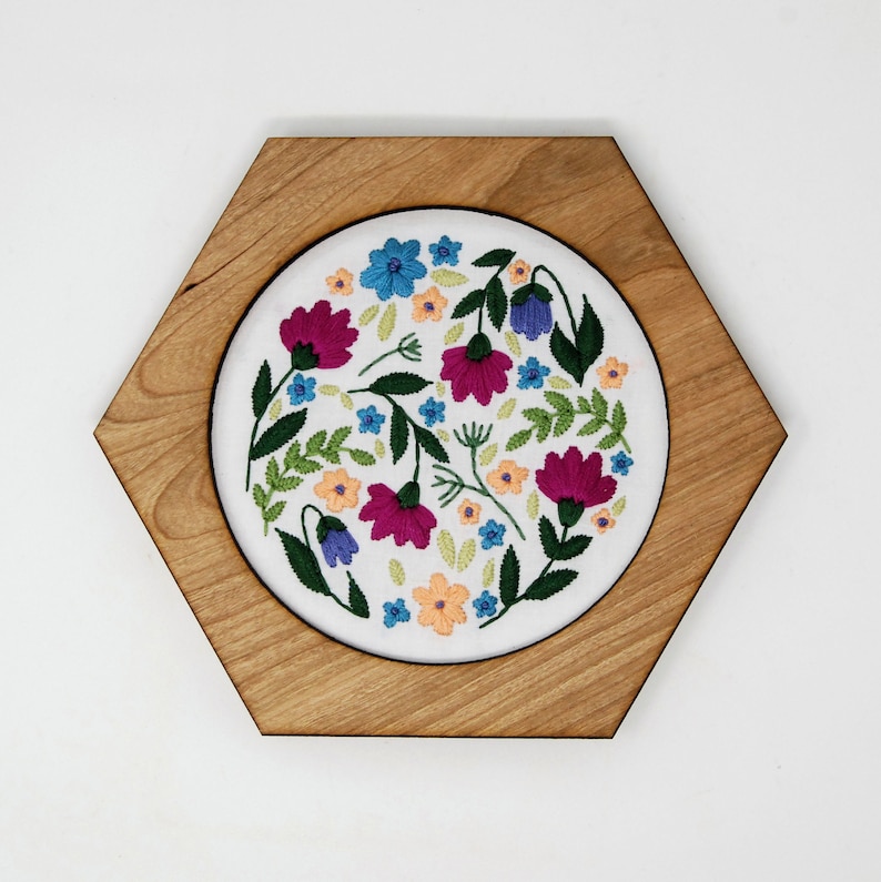 Cross Stitch Embroidery Display Frame Hexagon Geometric Wood - Etsy
