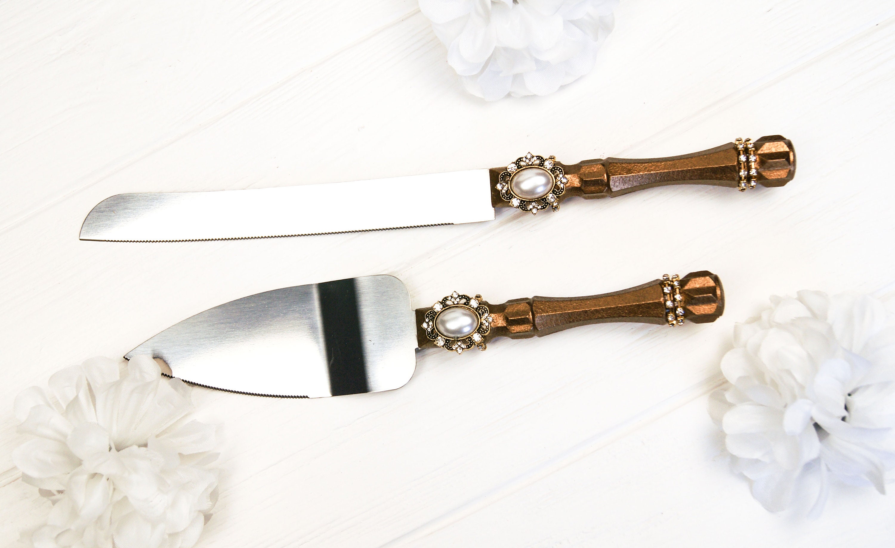 Bronze Cake Cutting Set Wedding Personalized Wedding Cake Etsy