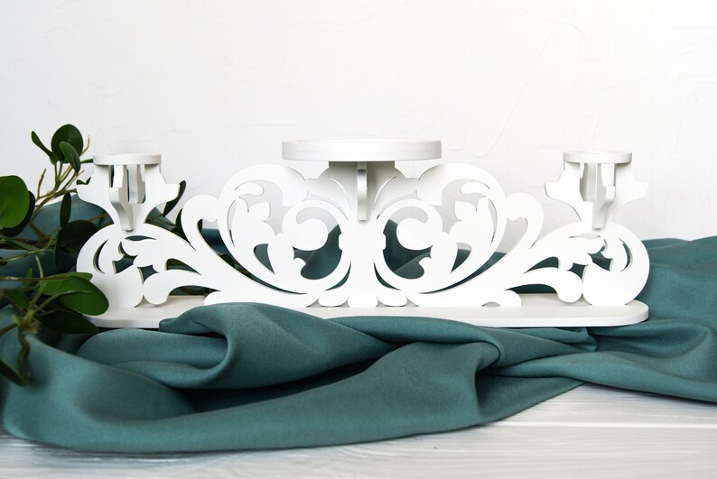 White Unity Candles Holder Set Wedding Candles Holder Ceremony Etsy