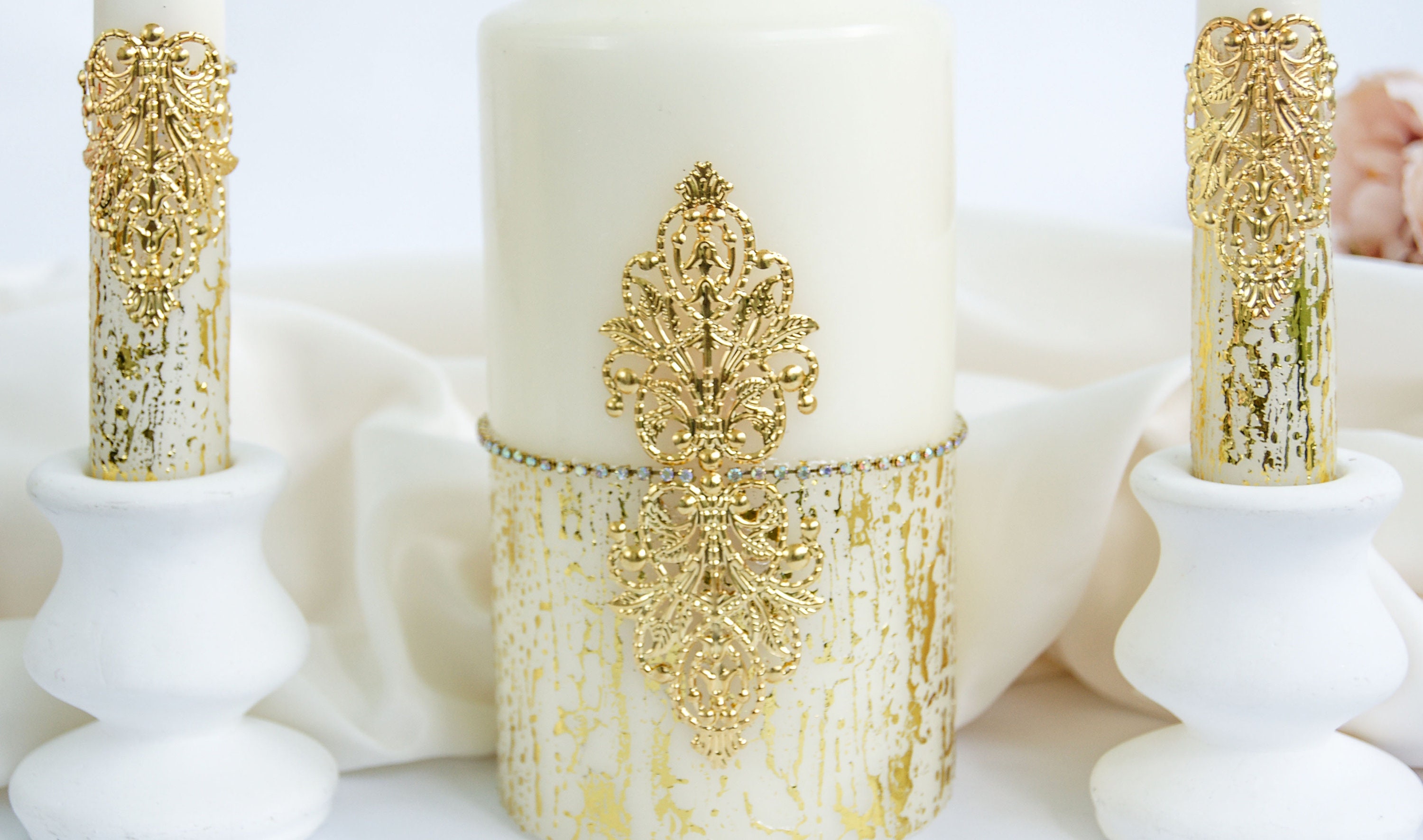 Gold Unity Candle Set Wedding Unity Candle Set Wedding Unity Etsy