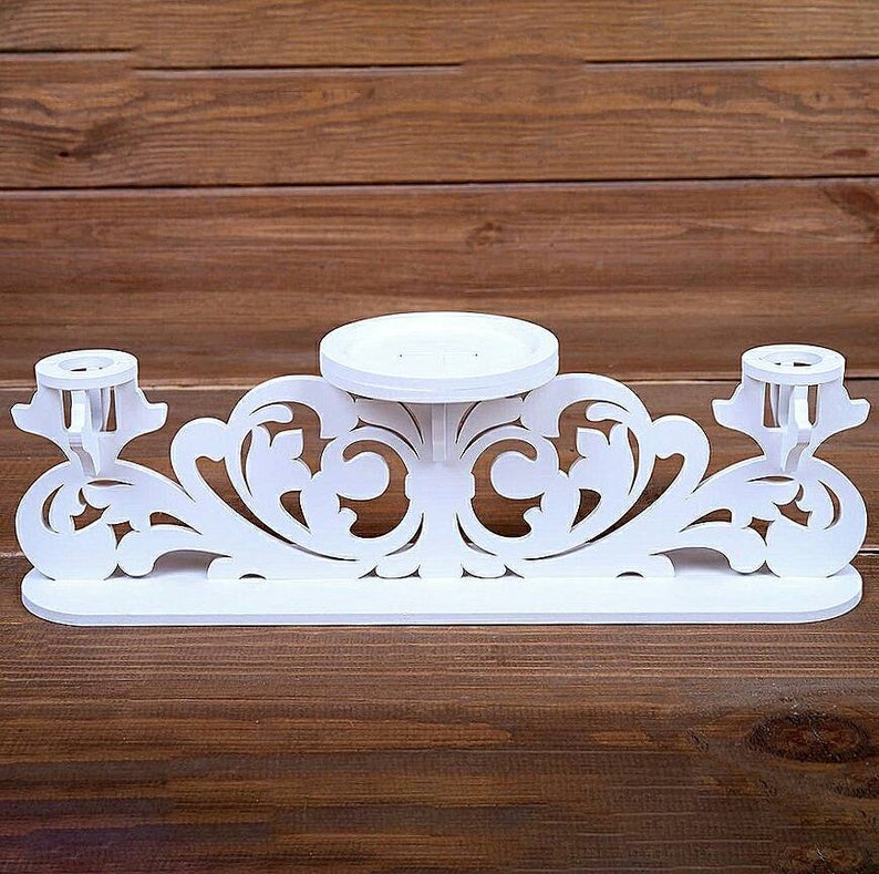 White Unity Candles Holder Set Wedding Candles Holder Ceremony Etsy