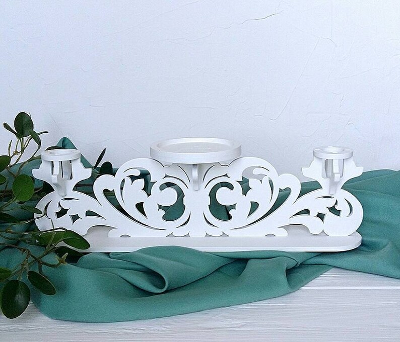 White Unity Candles Holder Set Wedding Candles Holder Ceremony Etsy
