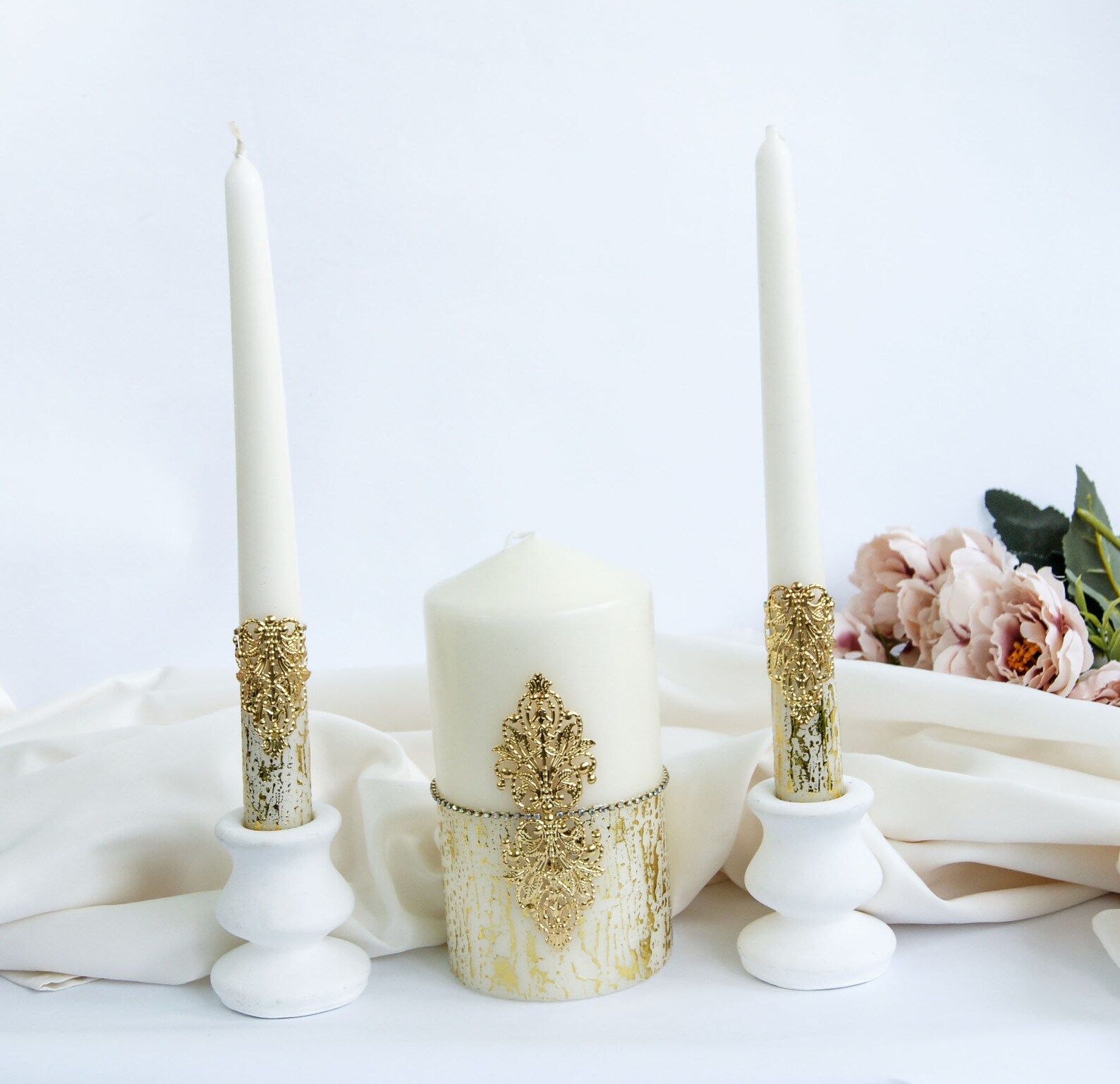 Gold Unity Candle Set Wedding Unity Candle Set Wedding Unity Etsy