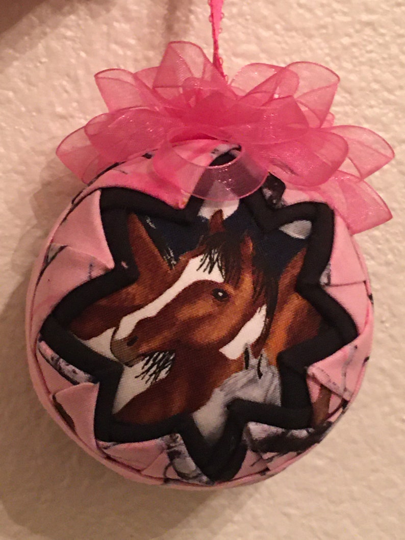 Quilted horse ornament 3 inch ball