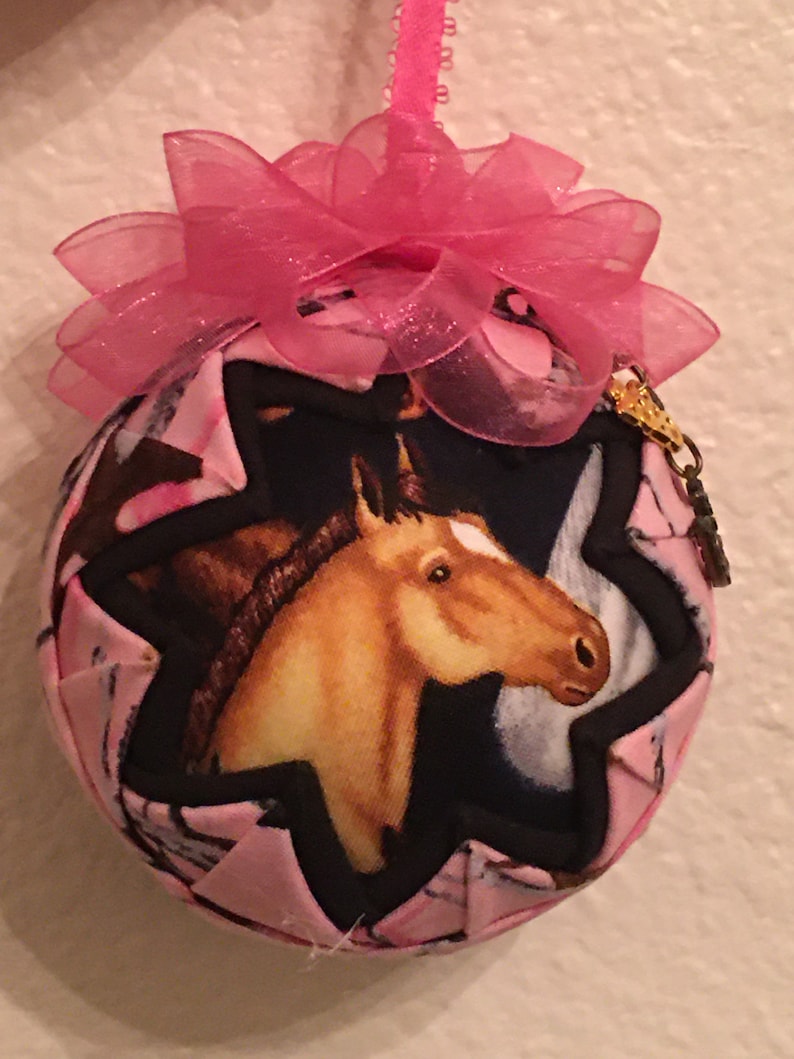 Quilted horse ornament 3 inch ball