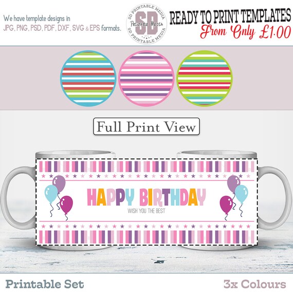 birthday sublimation mug design birthday mug design template etsy