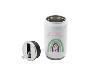 Personalised Rainbow Heart Insulated Soda Can