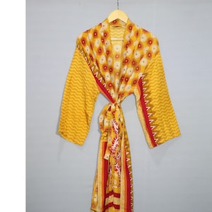 Indian Handmade Silk Kimono Robe, Wholesale Lot Of Assorted Color And Print Silk Robe, Recycle Silk Sari Kimono, Comfy Bridesmaid Robe