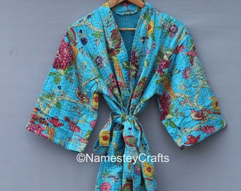 Indian Cotton Kantha Kimono  Kantha Dress  Bath Overcoat  Winter Jacket  Long Coat  Cardigan Jacket