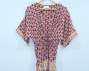 Vintage Silk Sari Kaftan  Indian Caftan  Silk Dressing Gown  Bikini Cover Up  Kaftan Top  Maternity Gown / RC-52