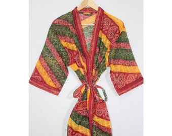 New Animal Print Kimono Robe, Indian Soft Cotton Kimono, Japanese kimono, Beach Cover Up, Nightwear Dress, Bridesmaid Gown