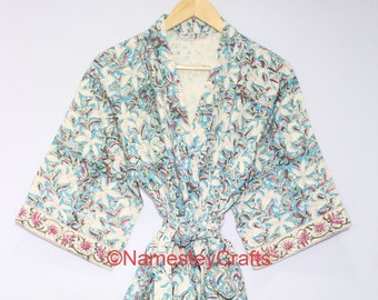 Cotton Robe  Towel Kimono  Block Printed Kimono  Handloom Robe  Gift For Her  Christmas Gift / Shower Robe