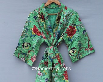 Indian Handmade Cotton Kantha Kimono  Kantha Jacket  Kantha Dress  Bath Overcoat  Woman Jacket