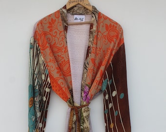 Vintage Silk Kimono  Women Bathrobe  Shower Robe  Beach Kimono  Plus Size  RK-966