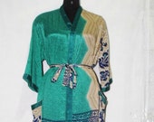 Indian Pure SILK Saree Long kimono Vintage Sari Hippie Womens maxi Dress Bath Robe Gown Dress Sk569
