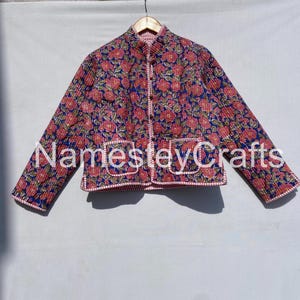 Reversible Hand Block Print Cotton Quilted Jacket Coat, Short Jacket Women&#39;s Wear Coat Winter Jacket And Coat
