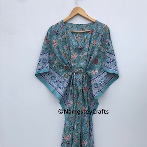 Indian Cotton Kaftan Plus Size Kaftan Night Dress Handmade Caftan Dress For Women Maxi Gown Cotton Poncho