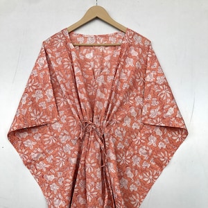 Cotton Kaftan Indian Floral Kaftan Long Caftan Dress For to be Moms Beach Cover up Sleepwear Indian Kaftan Maxi Dress Bikini Cover Up Caftan