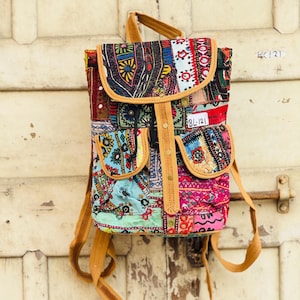 Indian Banjara Backpack: Embroidered Patchwork Boho Bag