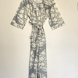 Cotton Block Print Kimono Robe: Vintage Style Kaftan