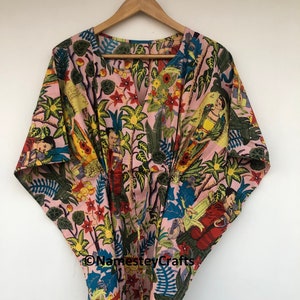 Indian Handmade Cotton Long Kaftan  Women Caftan  Cotton Poncho  Maxi Gown  Bikini Cover Up
