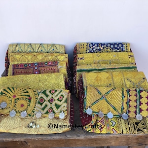 Wholesale Lot of 5 Vintage Banjara Embroidery Clutch Bags: Zari Women Purses