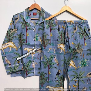 Hand Block Print Cotton Pajama Set: Women&#39;s Soft PJs