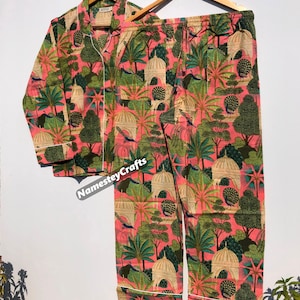 Cotton Pajama Set: Indian Block Print Loungewear