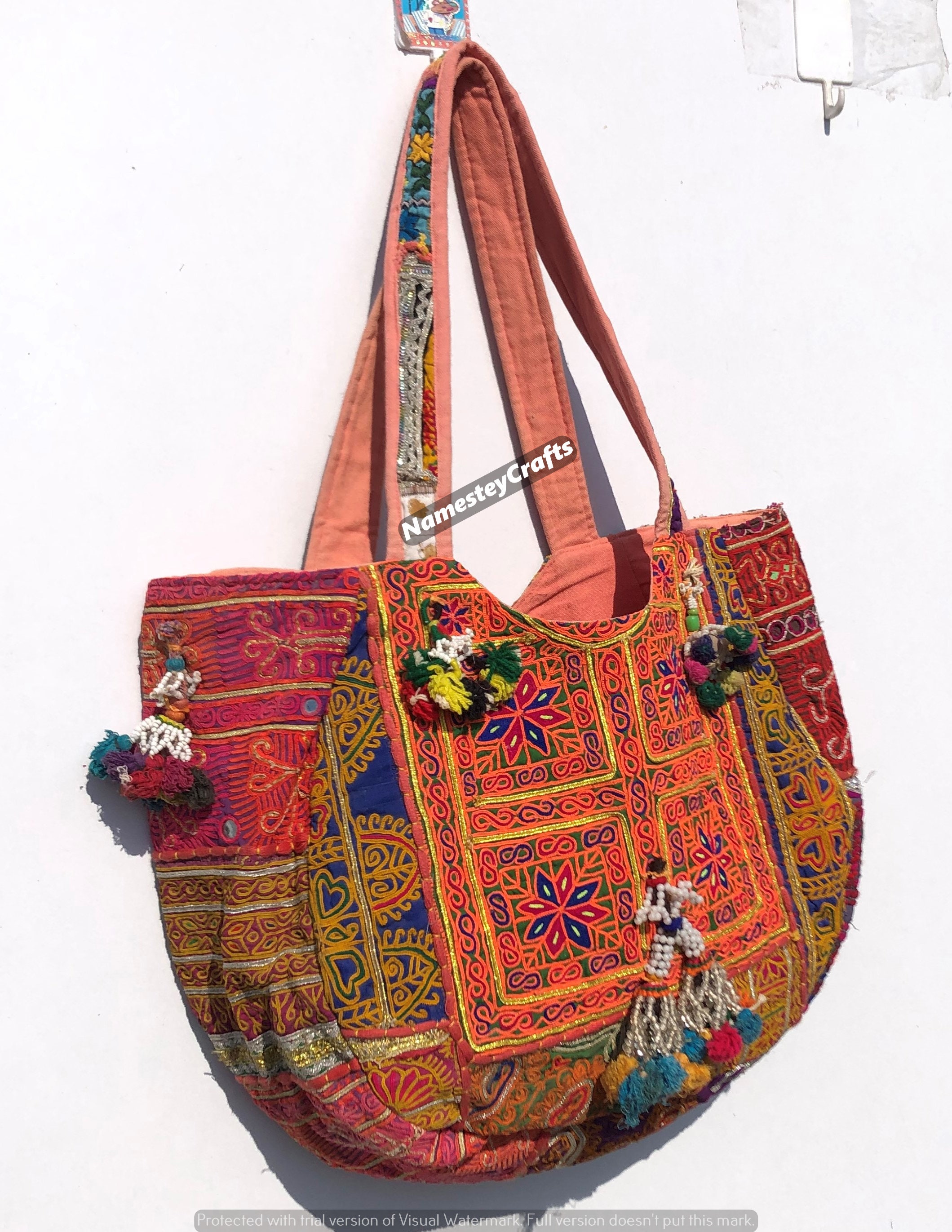 Designer Kantha Hand Embroidery Tribal Banjara Boho Indian Shoulder Bag  #293: Handbags
