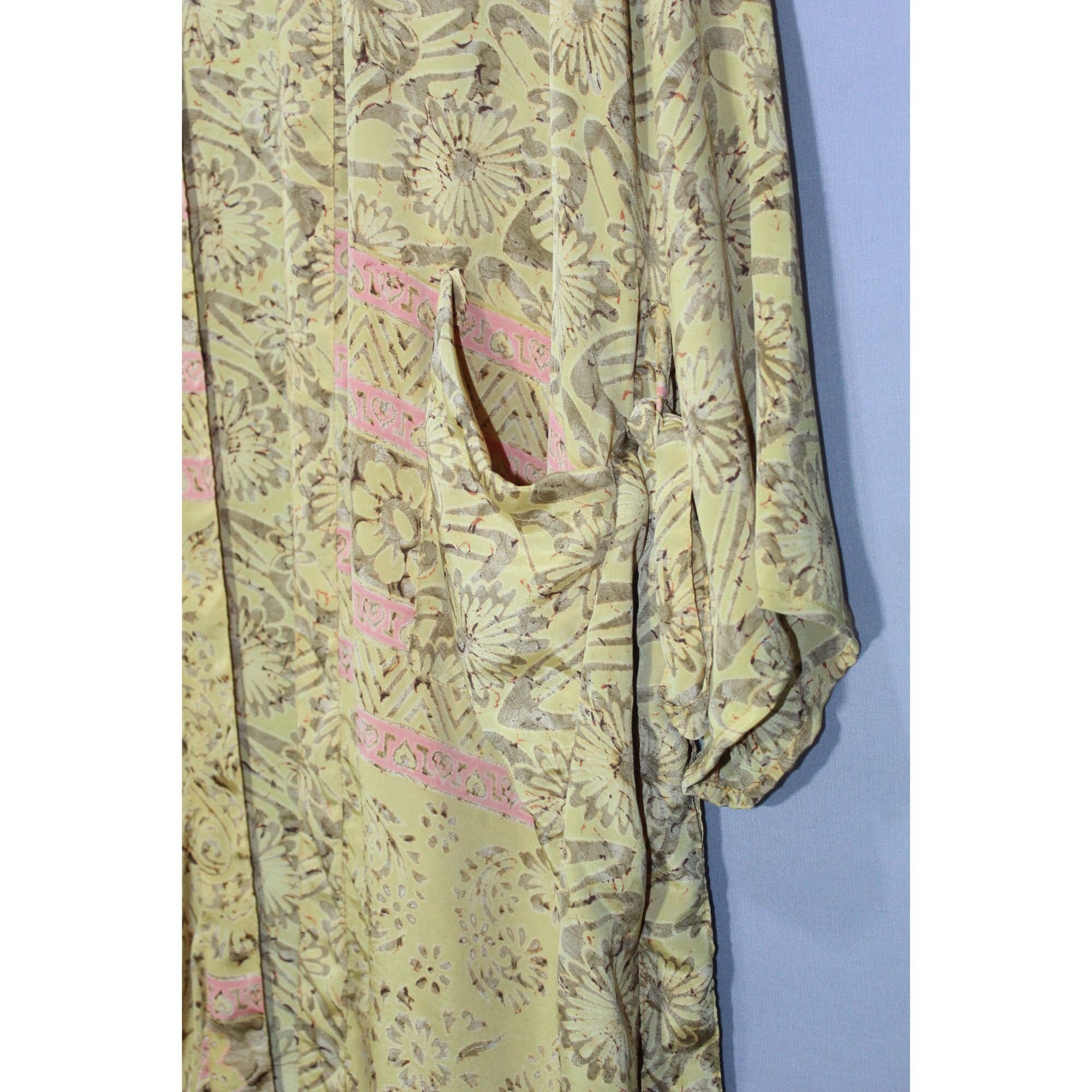 Hippie Kimono Dress Silk Saree Robe Vintage Kimono Maxi Gown - Etsy