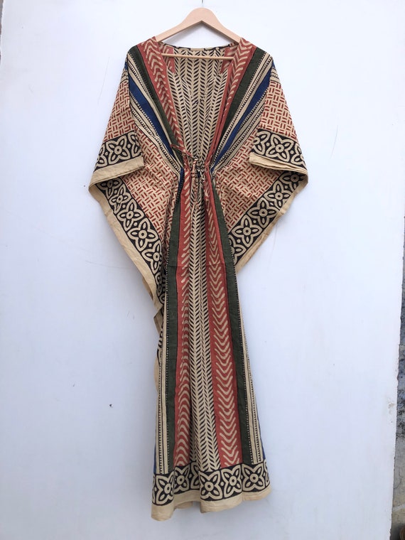 Breathable Indian Soft Cotton Kaftan Dress Block Print Caftan Maxi Dress Beach Cover up Maternity Dress for to Be Moms Gift for Her Etsy